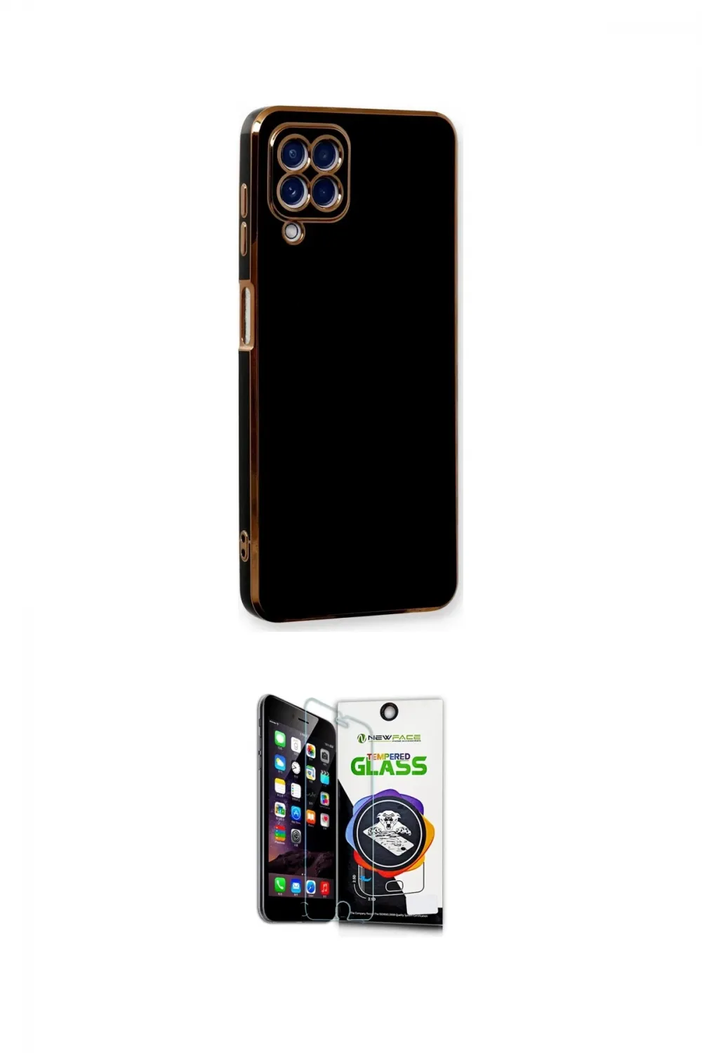 ieg™ Galaxy A22 Kılıf Yankı Serisi - Şeffaf Temperli Cam Ekran Koruyucu