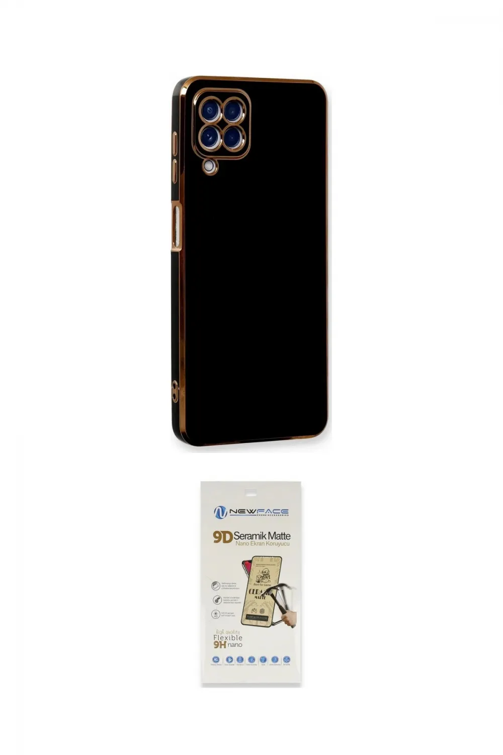 ieg™ Galaxy A22 Kılıf Yankı Serisi - Siyah Mat Seramik Nano Ekran Koruyucu