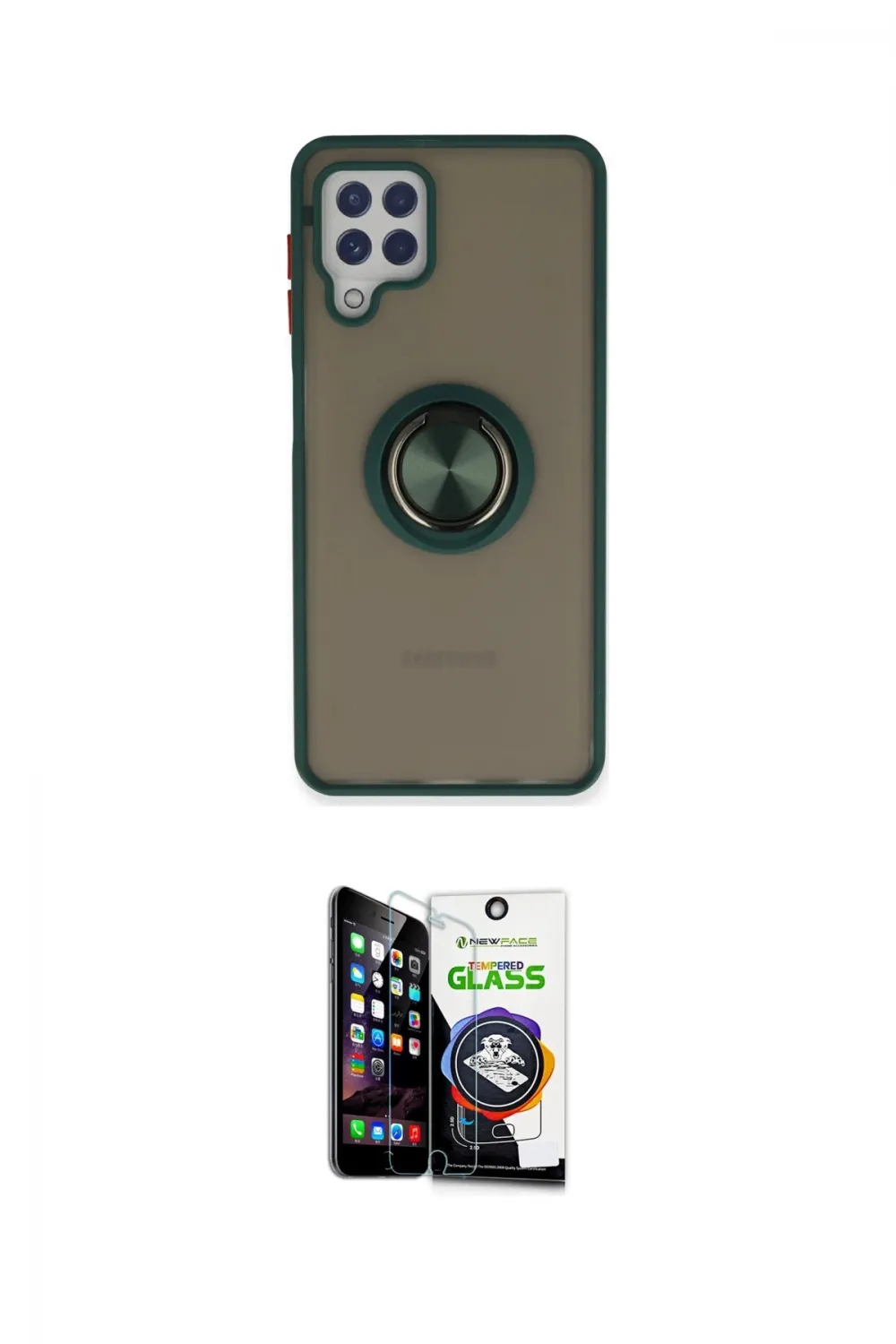 ieg™ Galaxy A22 Kılıf Yörünge Çizgi - Şeffaf Temperli Cam Ekran Koruyucu