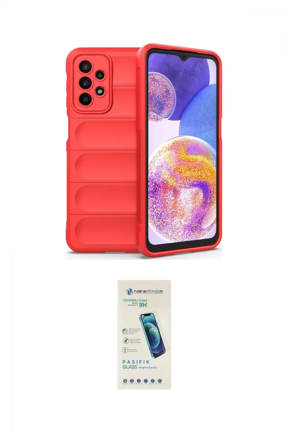 ieg™ Galaxy A23 4G Kılıf Atlas Koleksiyonu - Şeffaf Pasifik Cam Ekran Koruyucu