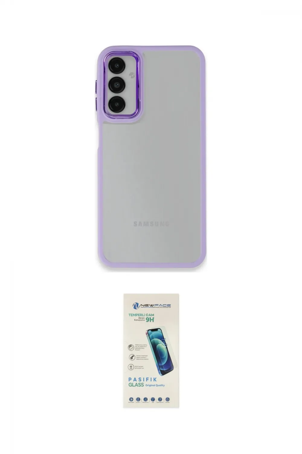 ieg™ Galaxy A24 4G Kılıf Eksen Doku Prime - Şeffaf Pasifik Cam Ekran Koruyucu