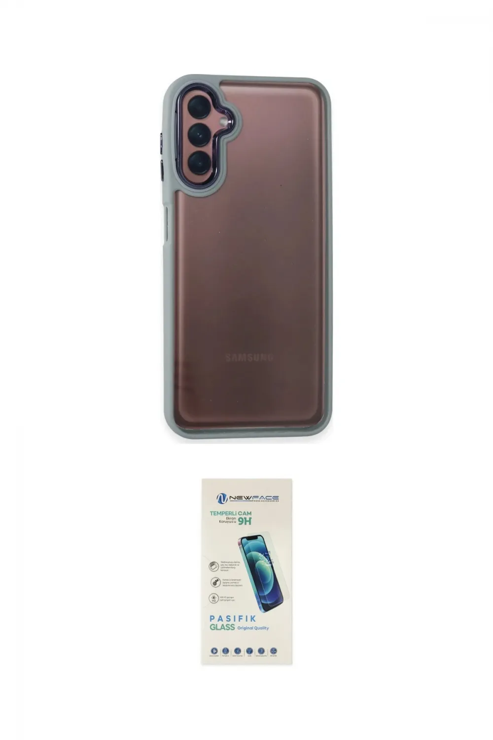 ieg™ Galaxy A24 4G Kılıf Eksen Doku Prime - Şeffaf Pasifik Cam Ekran Koruyucu