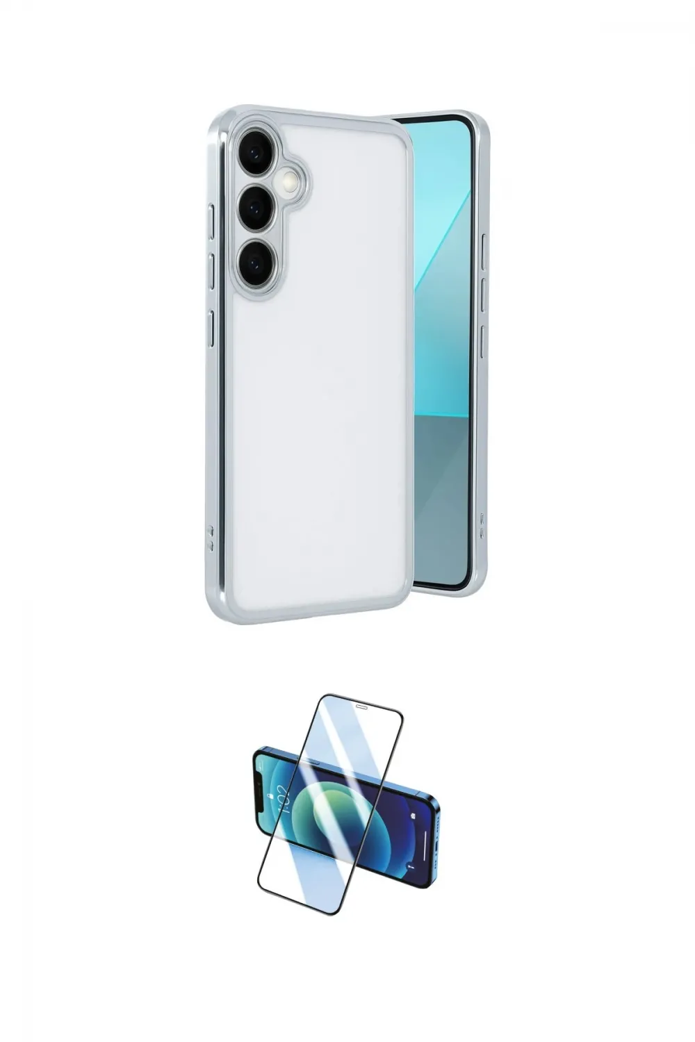 ieg™ Galaxy A24 4G Kılıf Vadi Minimal - Siyah 3D Antistatik Cam Ekran Koruyucu