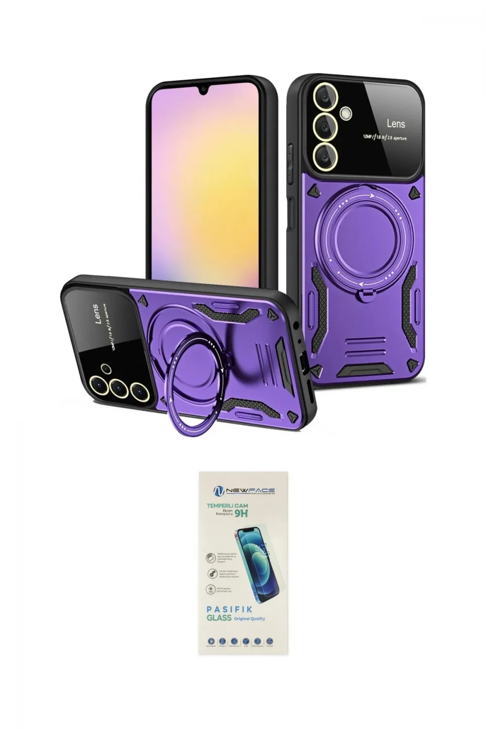 ieg™ Galaxy A25 5G Kılıf Kıvılcım Modern Serisi - Şeffaf Pasifik Cam Ekran Koruyucu