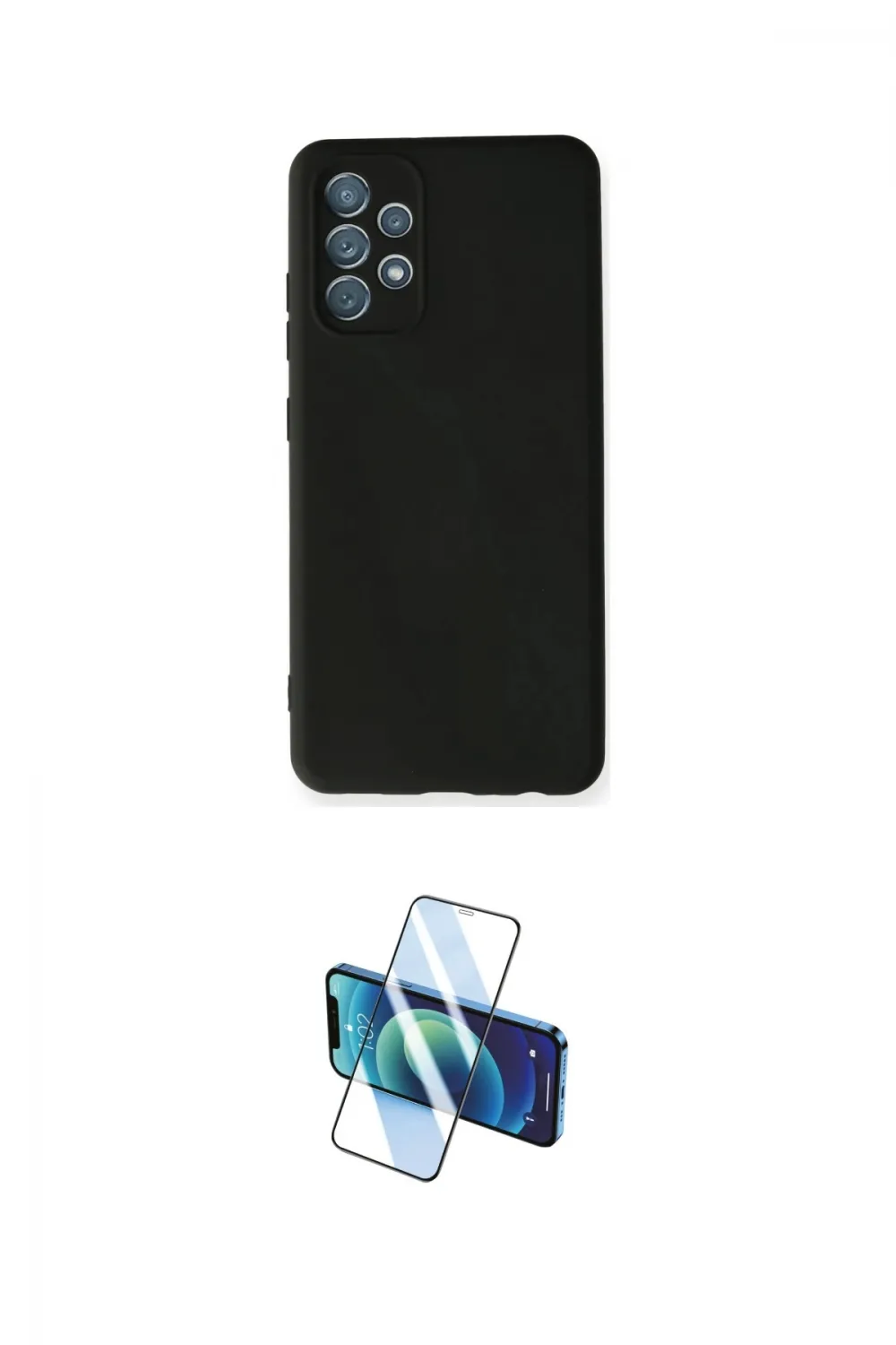 ieg™ Galaxy A32 Kılıf Ahenk Serisi - Siyah 3D Antistatik Cam Ekran Koruyucu
