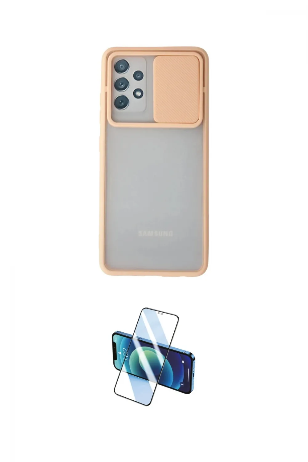 ieg™ Galaxy A32 Kılıf Vadi Çizgi - Siyah 3D Antistatik Cam Ekran Koruyucu