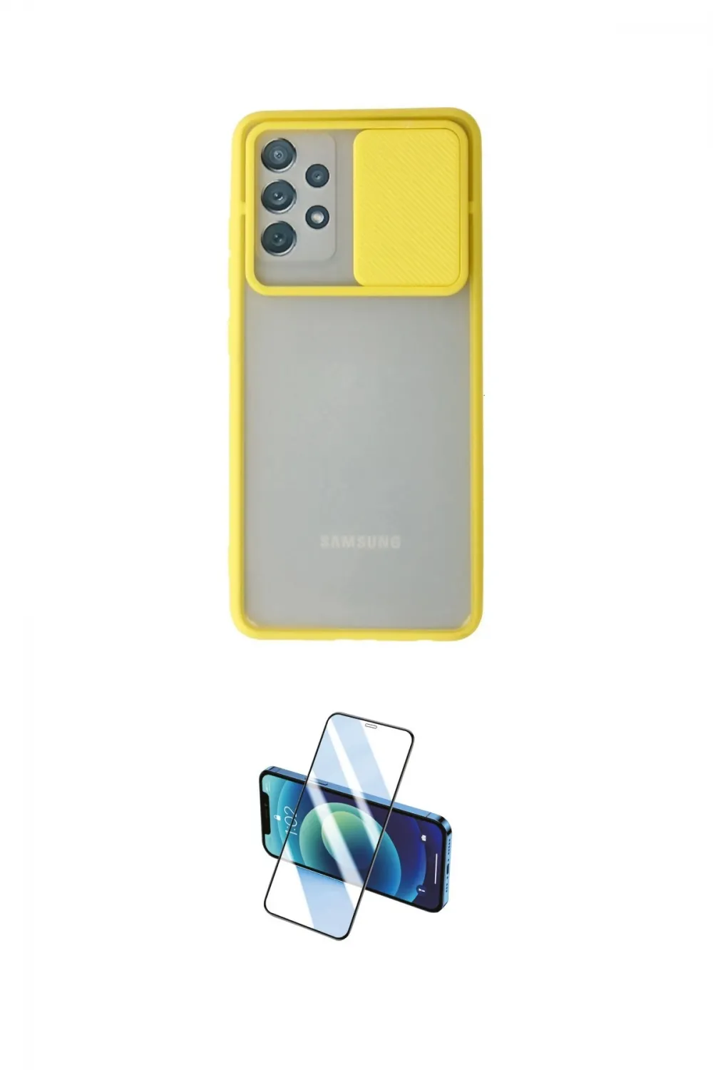 ieg™ Galaxy A32 Kılıf Vadi Çizgi - Siyah 3D Antistatik Cam Ekran Koruyucu