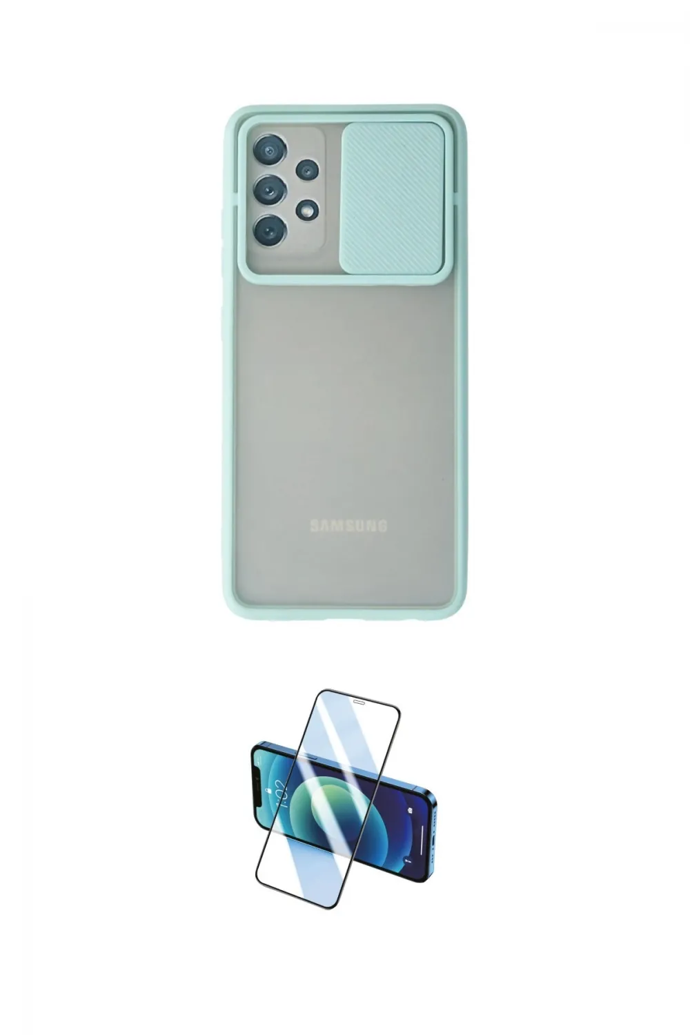 ieg™ Galaxy A32 Kılıf Vadi Çizgi - Siyah 3D Antistatik Cam Ekran Koruyucu