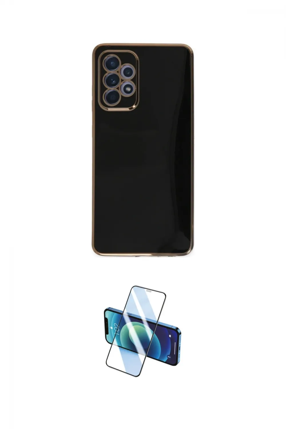 ieg™ Galaxy A32 Kılıf Yankı Serisi - Siyah 3D Antistatik Cam Ekran Koruyucu