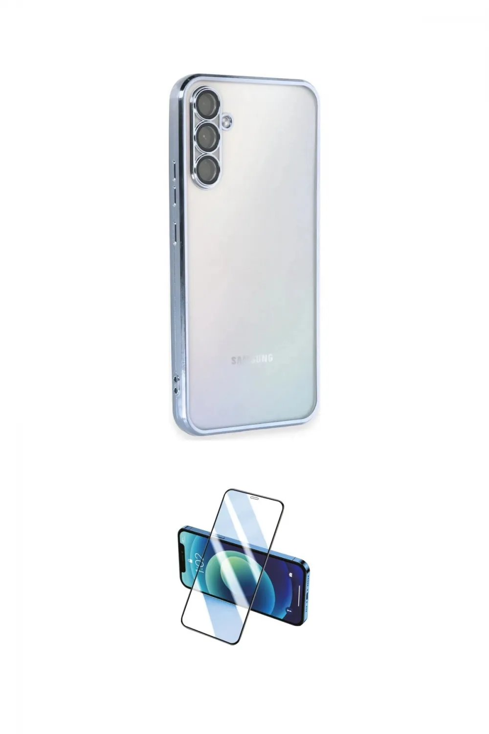 ieg™ Galaxy A34 5G Kılıf Vadi Minimal - Siyah 3D Antistatik Cam Ekran Koruyucu