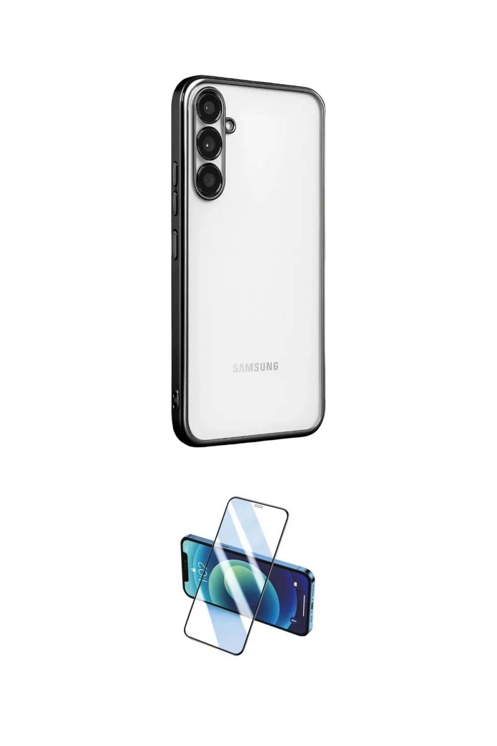ieg™ Galaxy A34 5G Kılıf Vadi Minimal - Siyah 3D Antistatik Cam Ekran Koruyucu