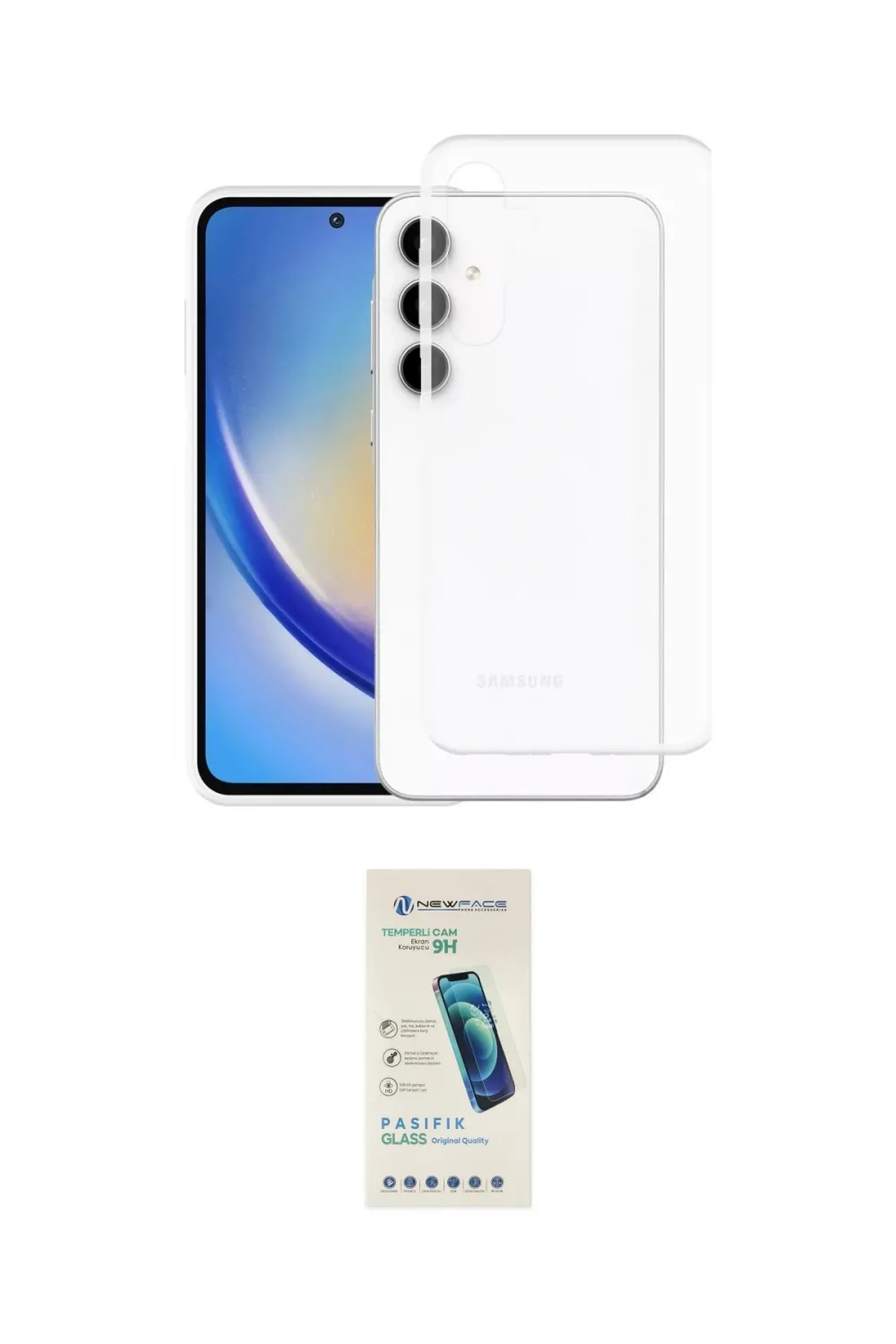 ieg™ Galaxy A35 5G Kılıf Zirve Doku - Şeffaf Pasifik Cam Ekran Koruyucu