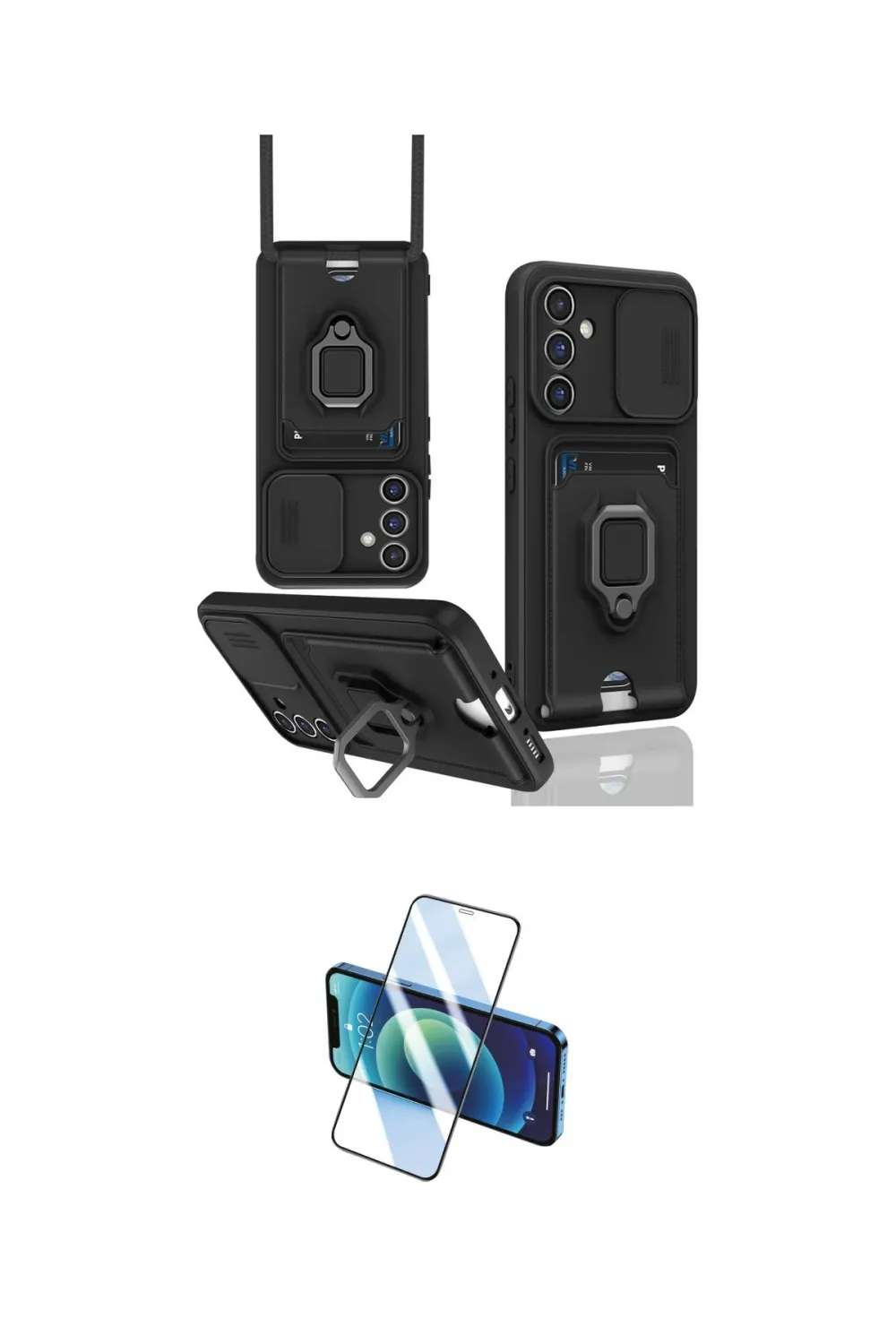 ieg™ Galaxy A36 Kılıf Vadi Form Prime - Siyah 3D Antistatik Cam Ekran Koruyucu
