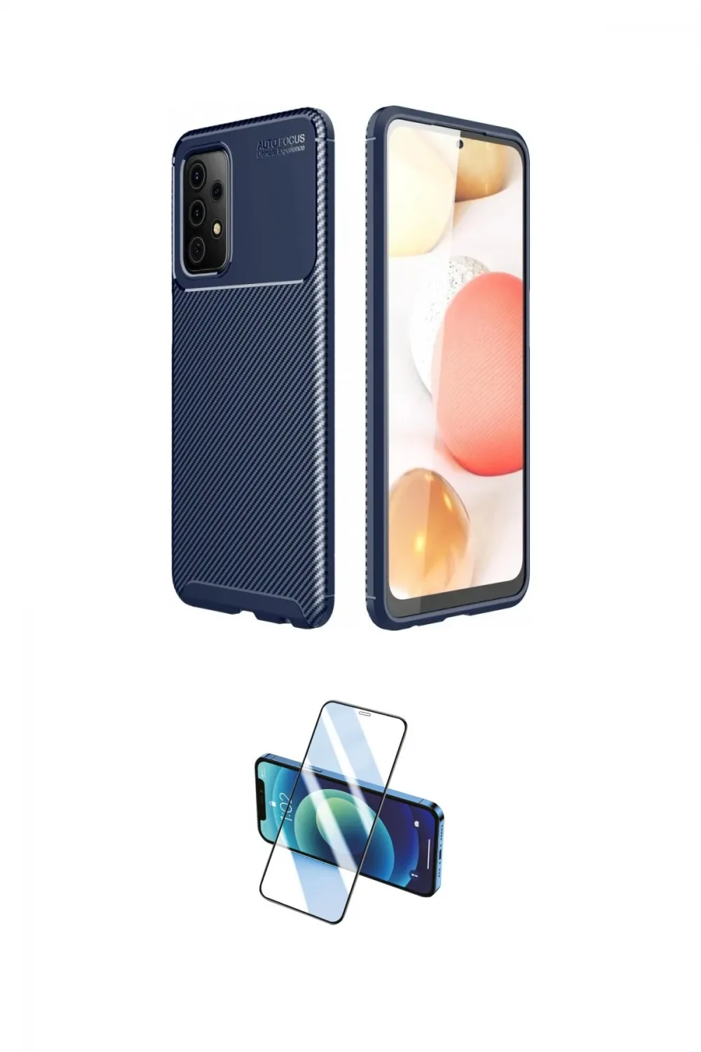 ieg™ Galaxy A52 Kılıf Eksen Form Prime - Siyah 3D Antistatik Cam Ekran Koruyucu