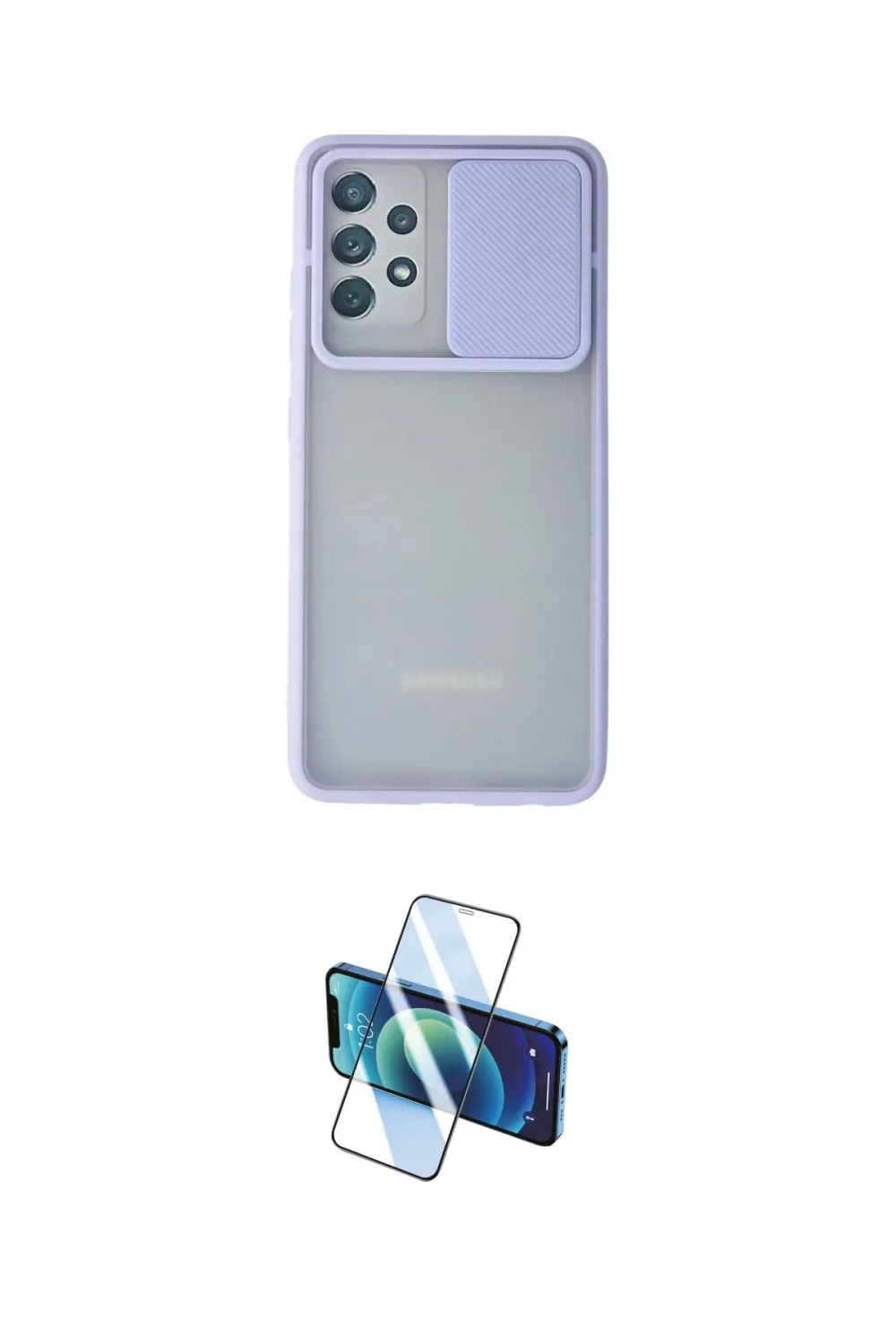 ieg™ Galaxy A52 Kılıf Vadi Çizgi - Siyah 3D Antistatik Cam Ekran Koruyucu