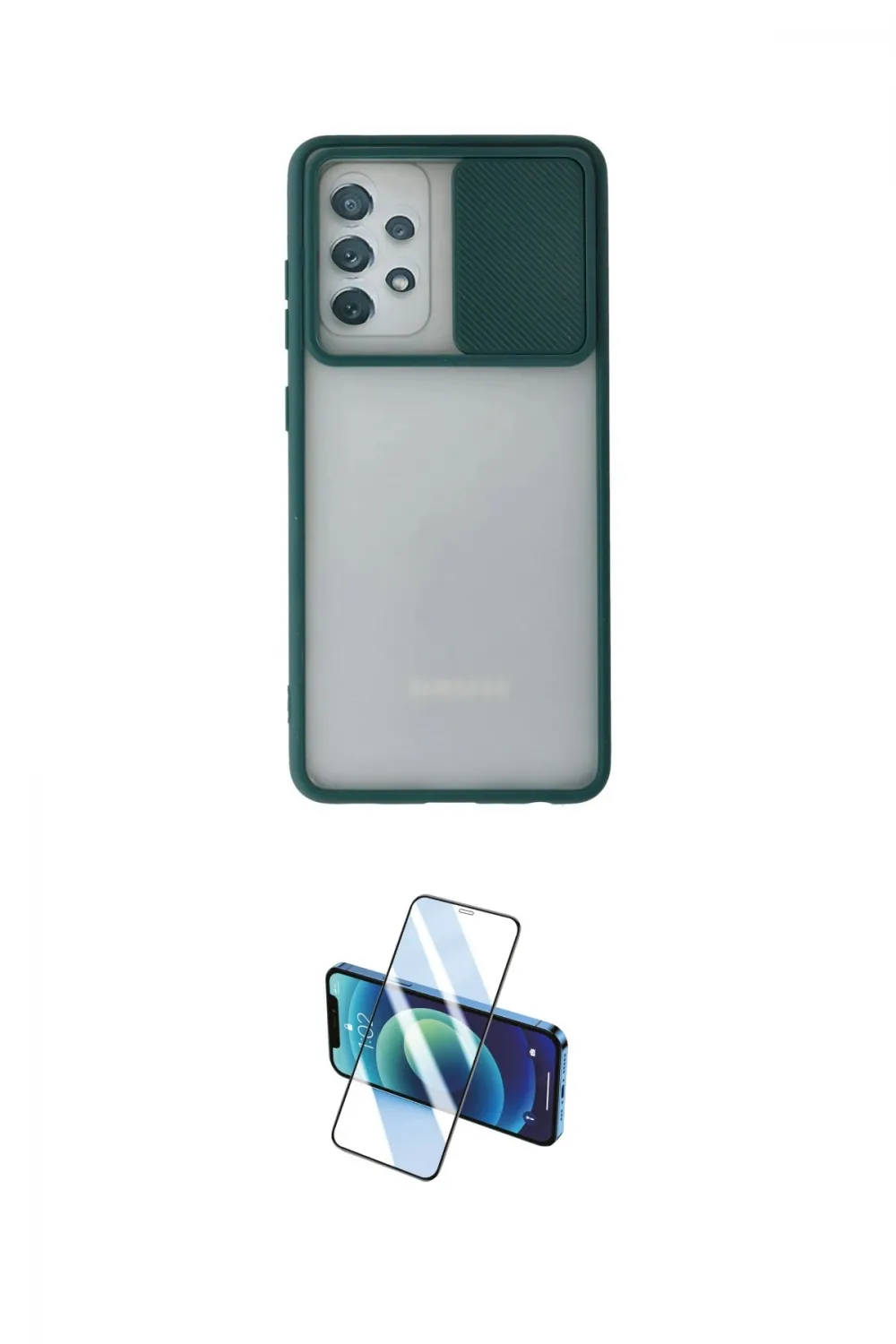 ieg™ Galaxy A52 Kılıf Vadi Çizgi - Siyah 3D Antistatik Cam Ekran Koruyucu