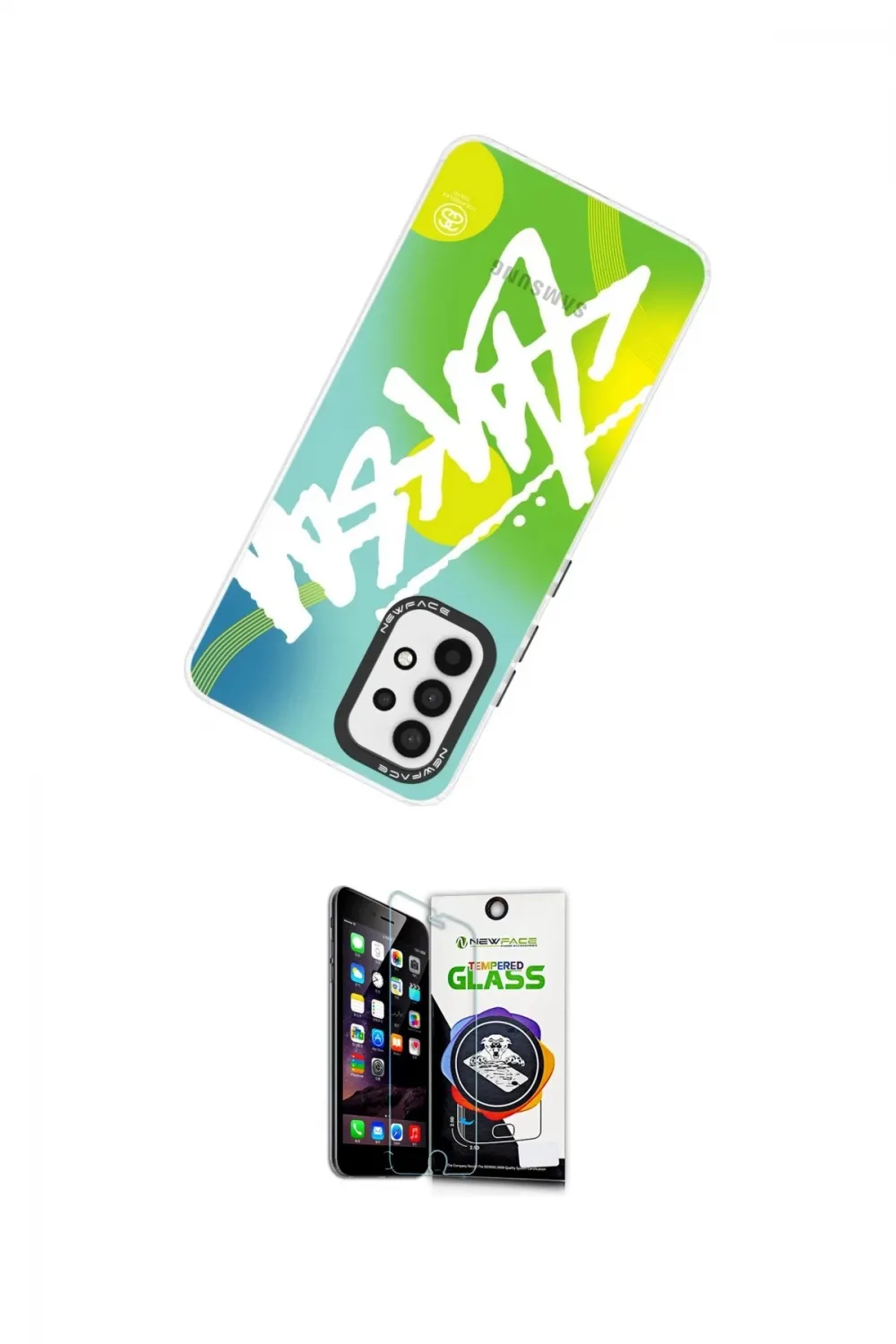 ieg™ Galaxy A53 5G Kılıf Siluet Çizgi Koleksiyonu - Şeffaf Temperli Cam Ekran Koruyucu