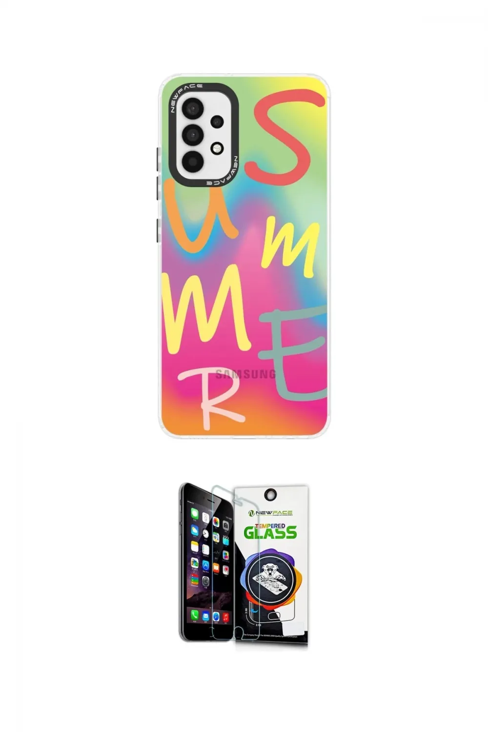 ieg™ Galaxy A53 5G Kılıf Siluet Çizgi Koleksiyonu - Şeffaf Temperli Cam Ekran Koruyucu