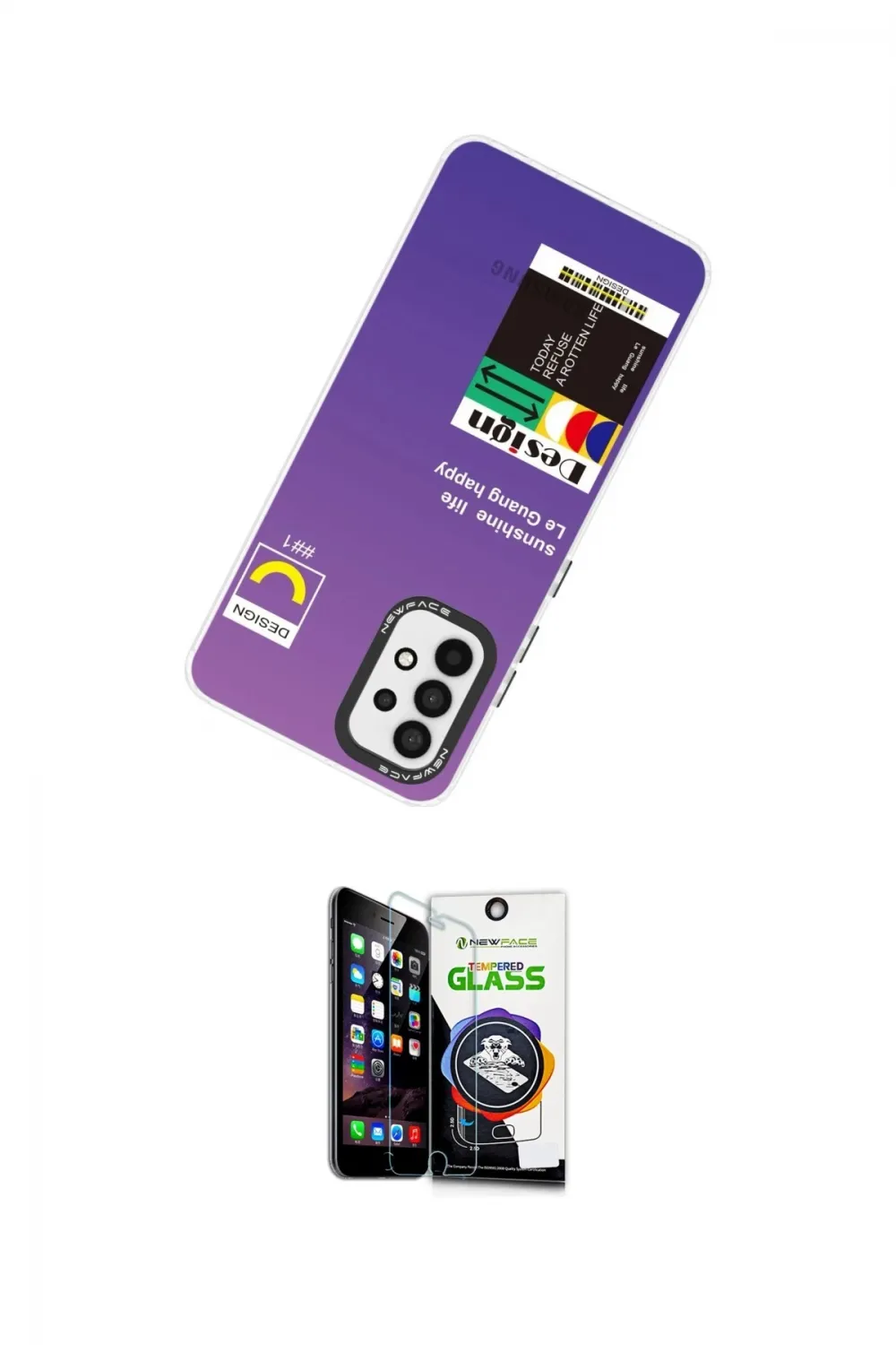 ieg™ Galaxy A53 5G Kılıf Siluet Çizgi Koleksiyonu - Şeffaf Temperli Cam Ekran Koruyucu