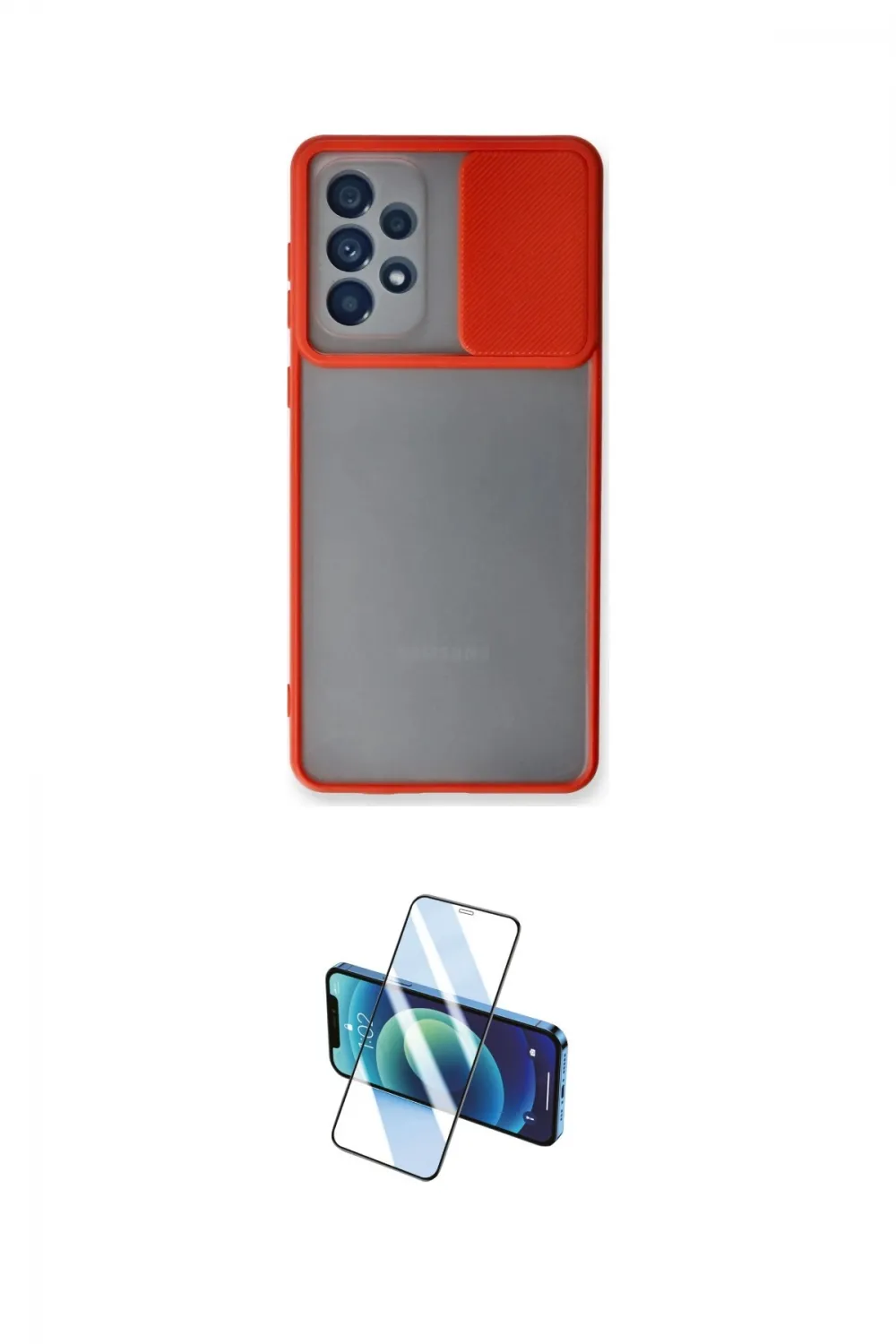 ieg™ Galaxy A53 5G Kılıf Vadi Çizgi - Siyah 3D Antistatik Cam Ekran Koruyucu