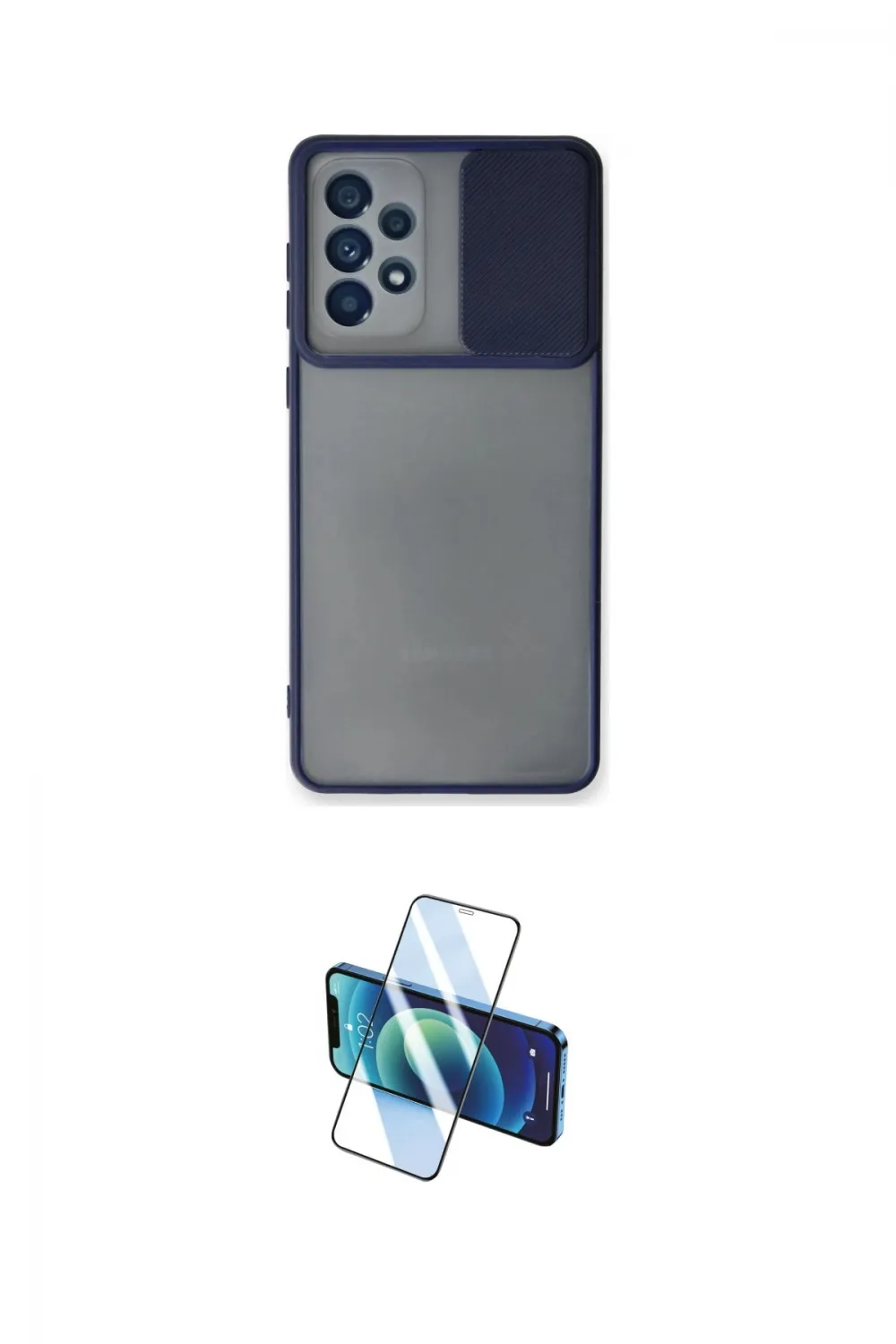ieg™ Galaxy A53 5G Kılıf Vadi Çizgi - Siyah 3D Antistatik Cam Ekran Koruyucu