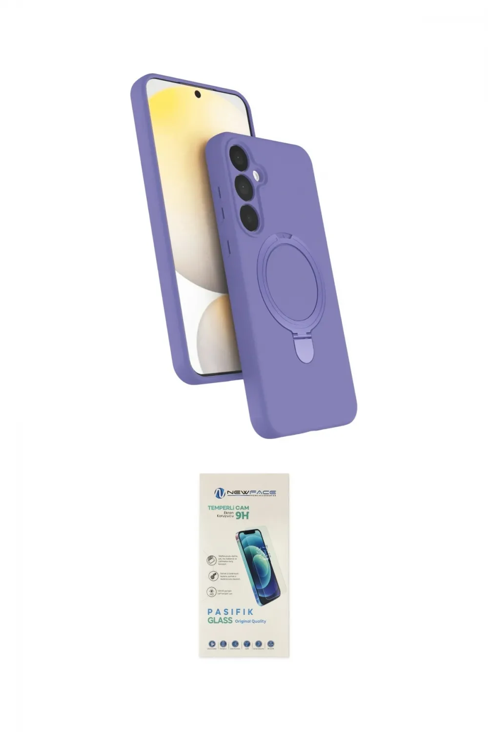 ieg™ Galaxy A55 5G Kılıf İz Işık Koleksiyonu - Şeffaf Pasifik Cam Ekran Koruyucu
