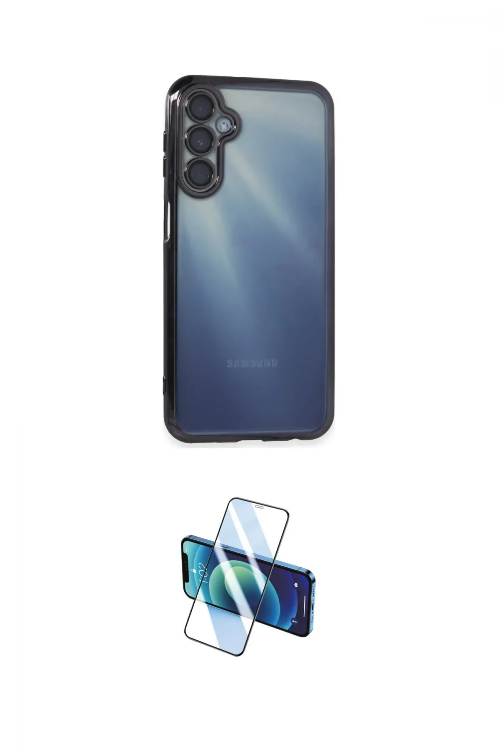 ieg™ Galaxy A55 5G Kılıf Vadi Minimal - Siyah 3D Antistatik Cam Ekran Koruyucu