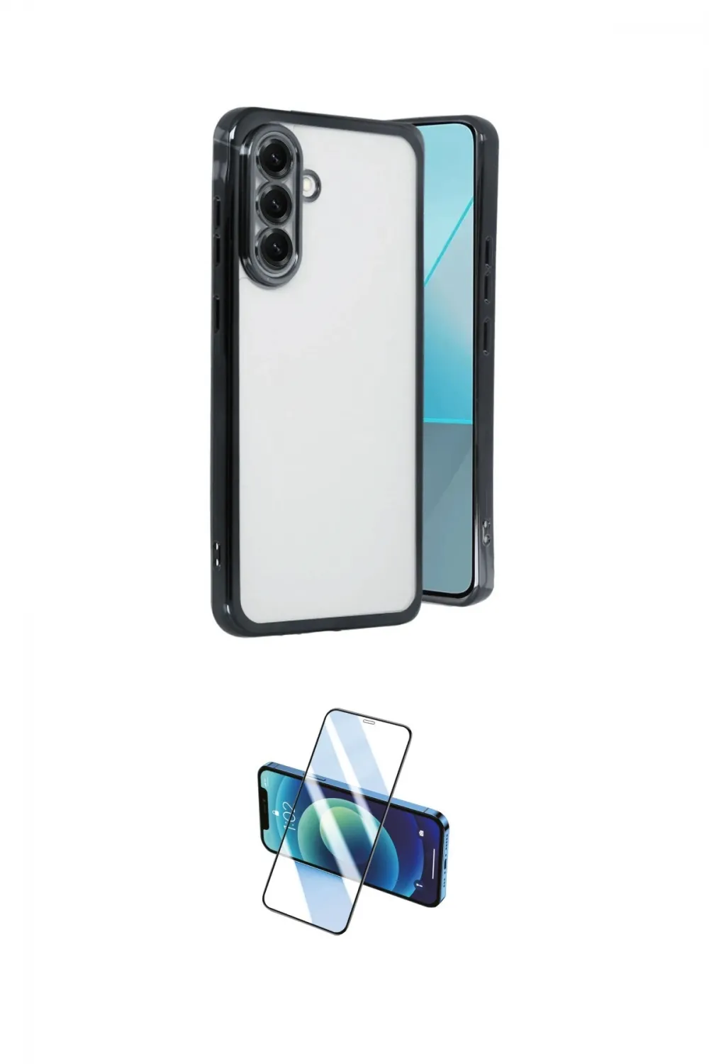 ieg™ Galaxy A56 Kılıf Vadi Minimal - Siyah 3D Antistatik Cam Ekran Koruyucu