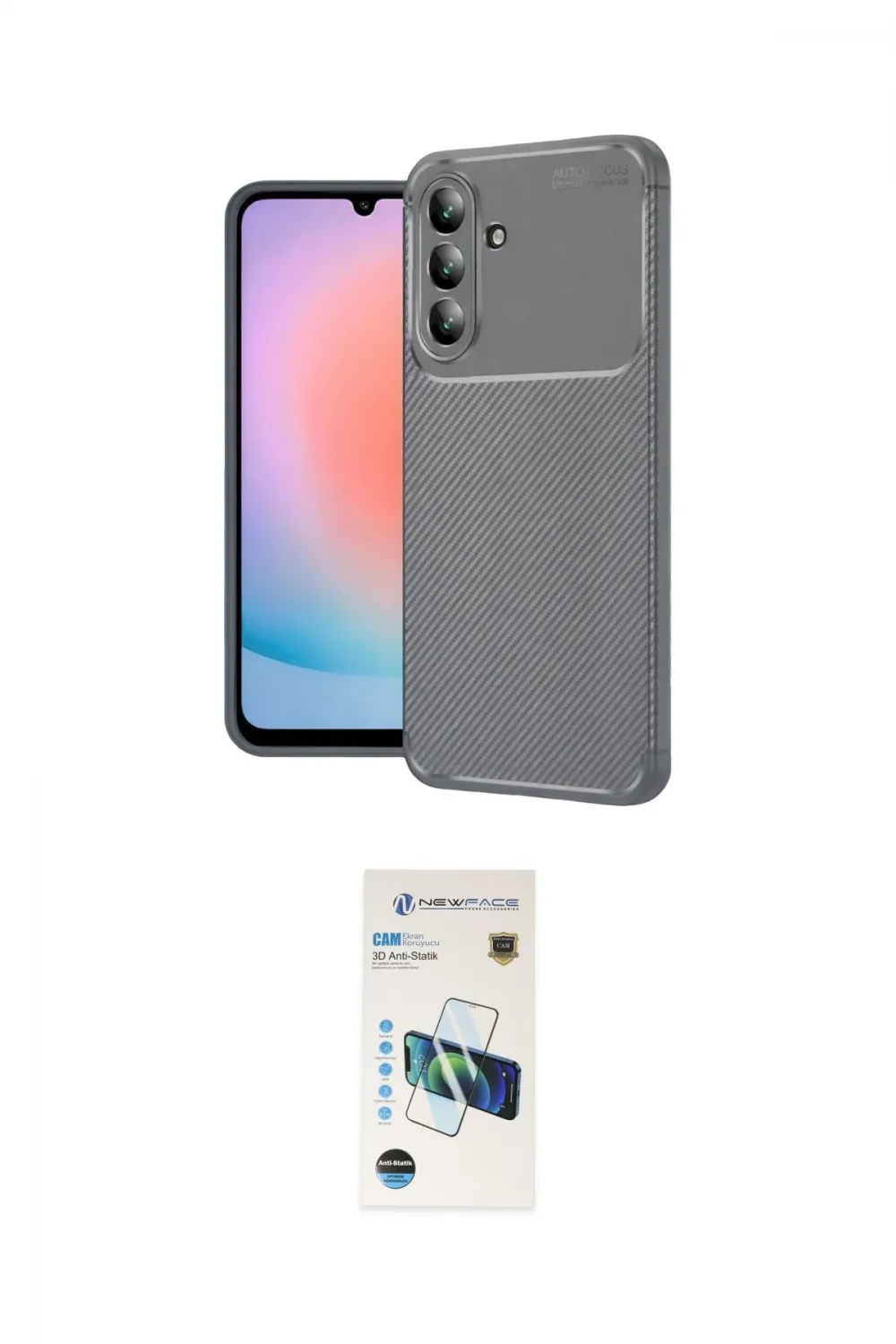 ieg™ Galaxy A57 5G Kılıf Eksen Form Prime - Şeffaf 3D Antistatik Cam Ekran Koruyucu