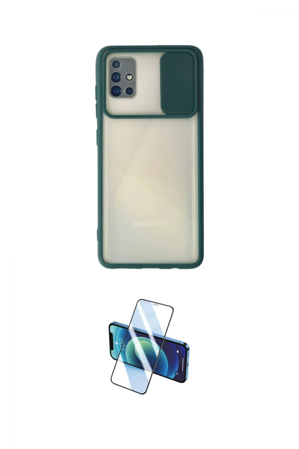 ieg™ Galaxy A71 Kılıf Vadi Çizgi - Siyah 3D Antistatik Cam Ekran Koruyucu
