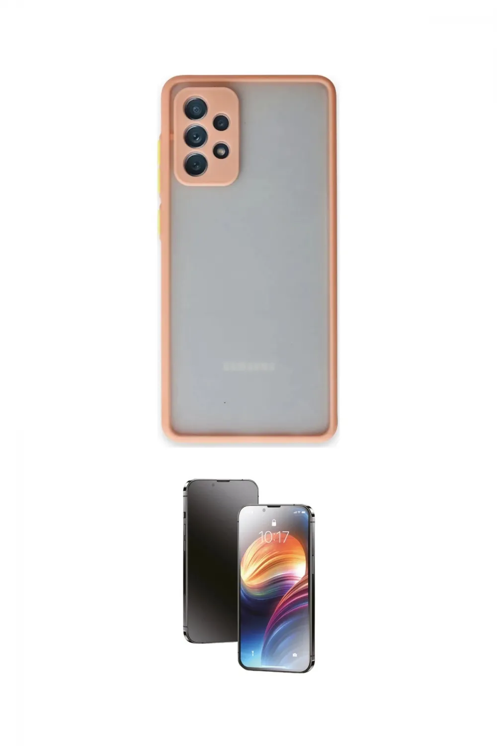 ieg™ Galaxy A72 Kılıf Ahenk Çizgi Serisi - Siyah 3D Antistatik Mat Seramik Nano Ekran Koruyucu
