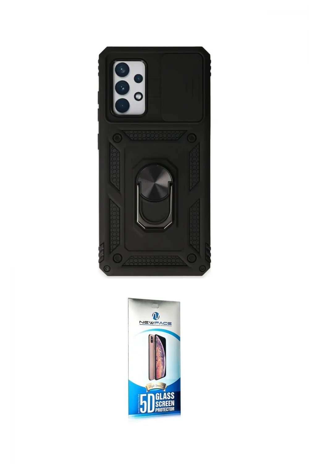 ieg™ Galaxy A72 Kılıf Ahenk Klasik - Siyah 5D Eko Cam Ekran Koruyucu