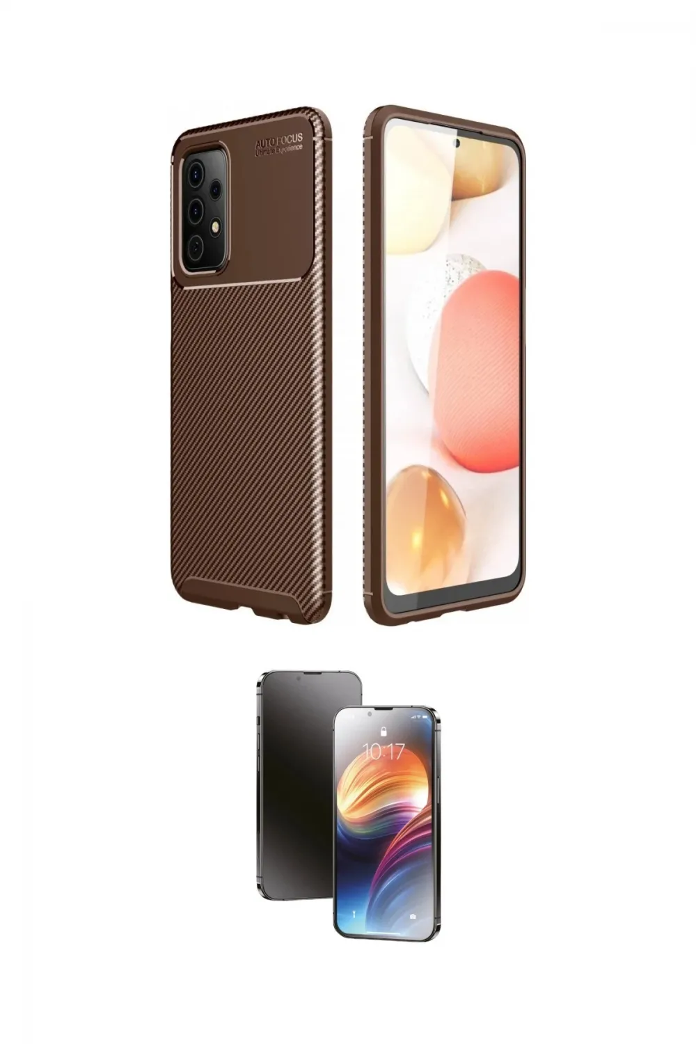 ieg™ Galaxy A72 Kılıf Eksen Form Prime - Siyah 3D Antistatik Mat Seramik Nano Ekran Koruyucu