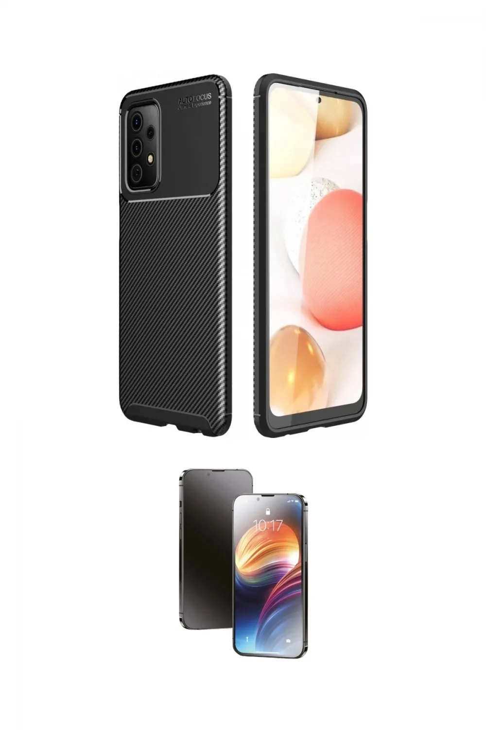 ieg™ Galaxy A72 Kılıf Eksen Form Prime - Siyah 3D Antistatik Mat Seramik Nano Ekran Koruyucu