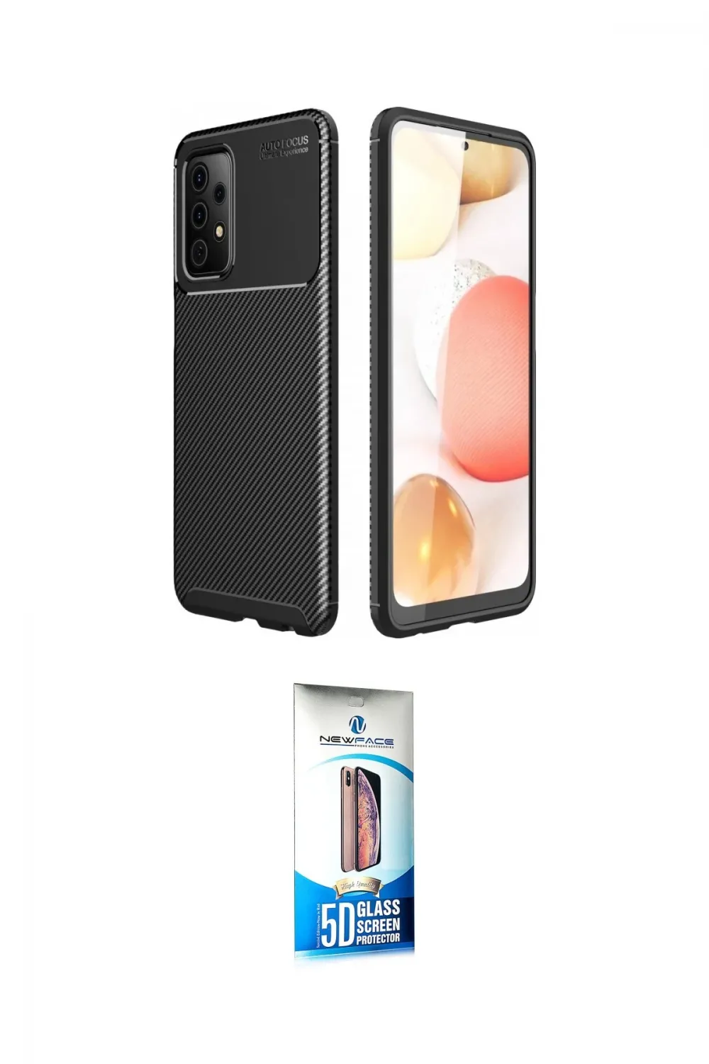ieg™ Galaxy A72 Kılıf Eksen Form Prime - Siyah 5D Eko Cam Ekran Koruyucu