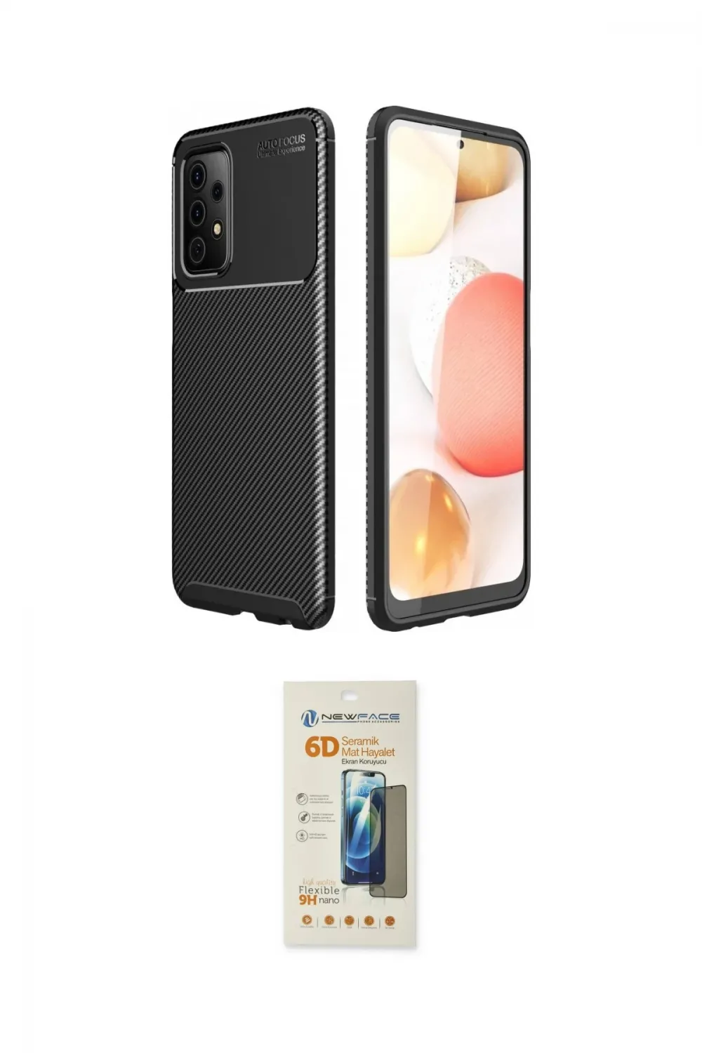 ieg™ Galaxy A72 Kılıf Eksen Form Prime - Siyah 6D Mat Seramik Hayalet Nano Ekran Koruyucu