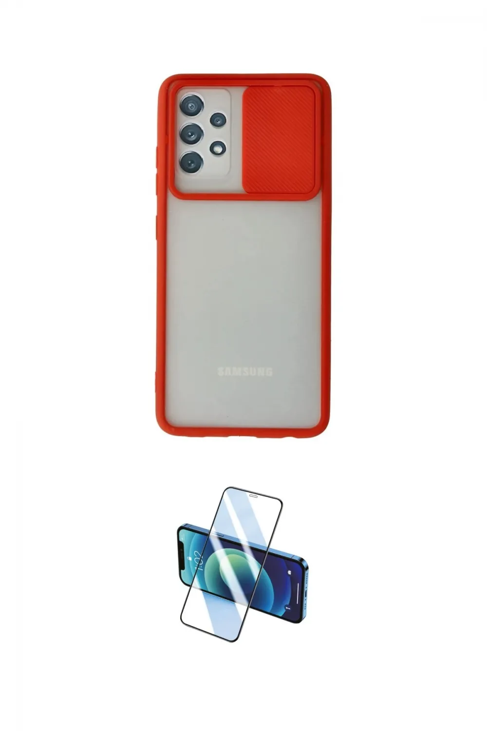 ieg™ Galaxy A72 Kılıf Vadi Çizgi - Siyah 3D Antistatik Cam Ekran Koruyucu
