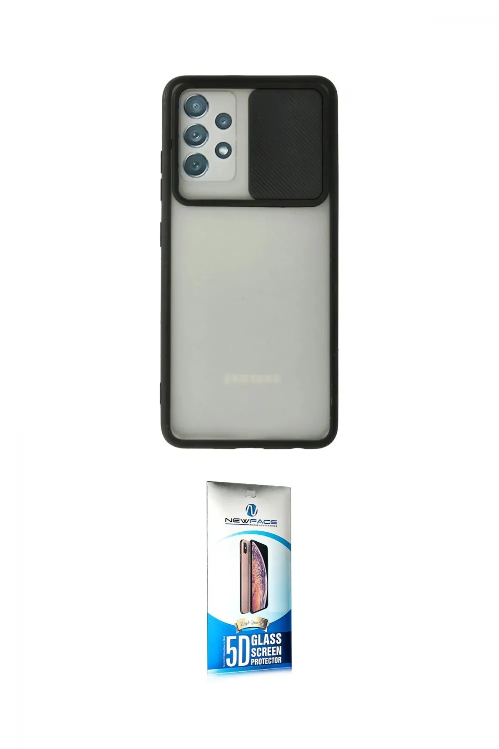 ieg™ Galaxy A72 Kılıf Vadi Çizgi - Siyah 5D Eko Cam Ekran Koruyucu