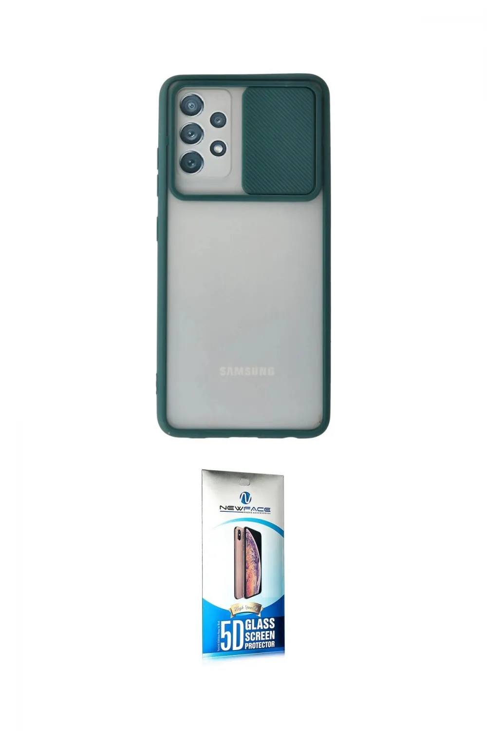 ieg™ Galaxy A72 Kılıf Vadi Çizgi - Siyah 5D Eko Cam Ekran Koruyucu