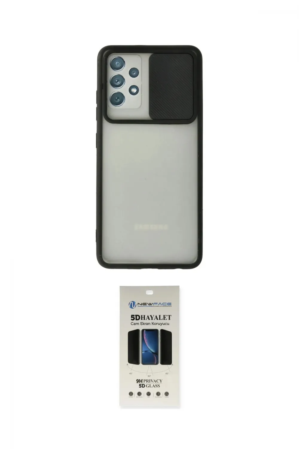 ieg™ Galaxy A72 Kılıf Vadi Çizgi - Siyah 5D Hayalet Cam Ekran Koruyucu