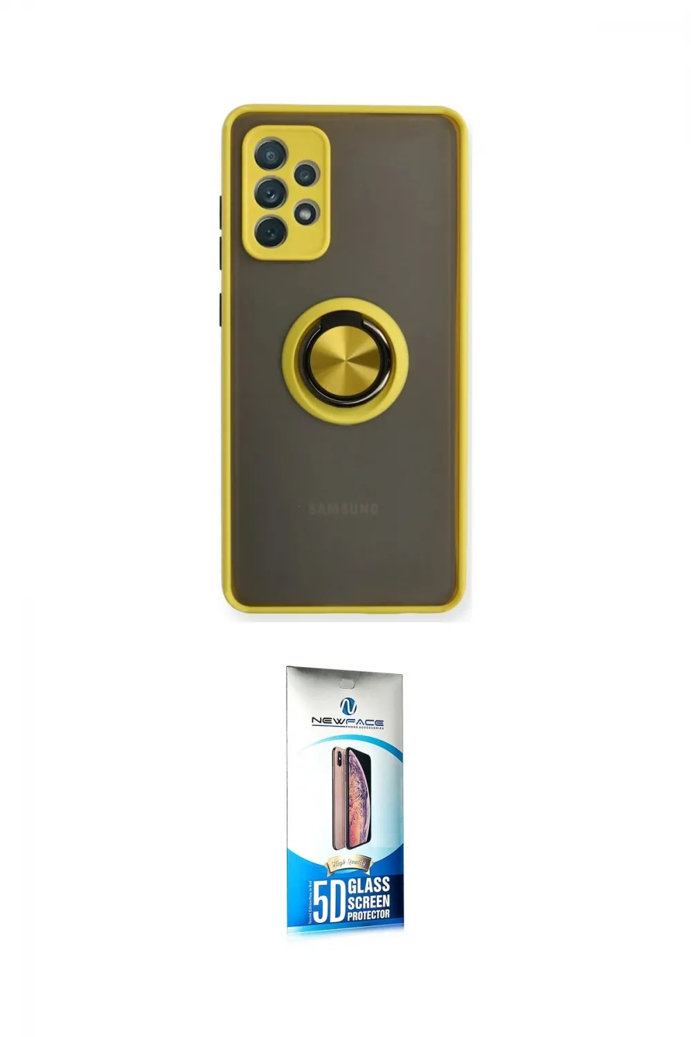 ieg™ Galaxy A72 Kılıf Yörünge Çizgi - Siyah 5D Eko Cam Ekran Koruyucu
