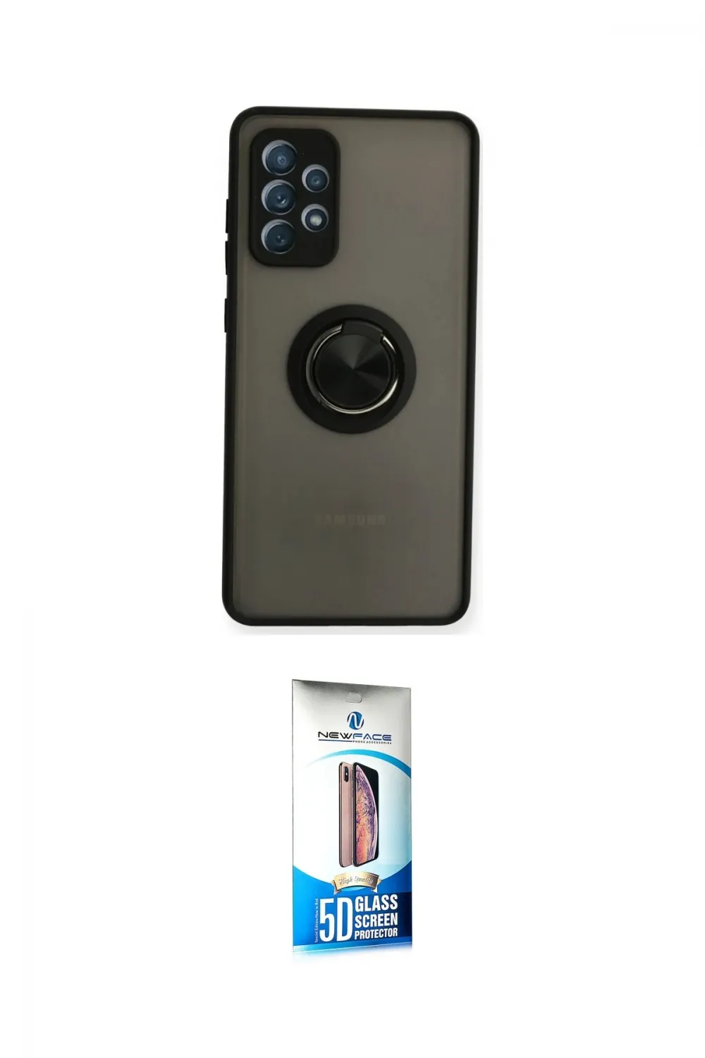 ieg™ Galaxy A72 Kılıf Yörünge Çizgi - Siyah 5D Eko Cam Ekran Koruyucu