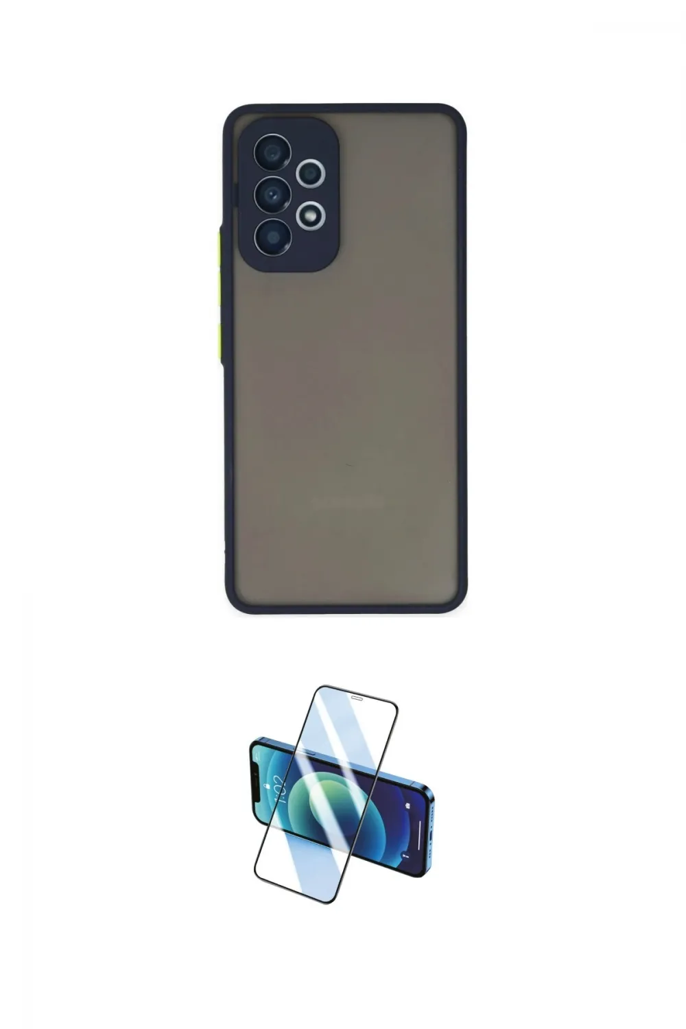 ieg™ Galaxy A73 5G Kılıf Ahenk Çizgi Serisi - Siyah 3D Antistatik Cam Ekran Koruyucu