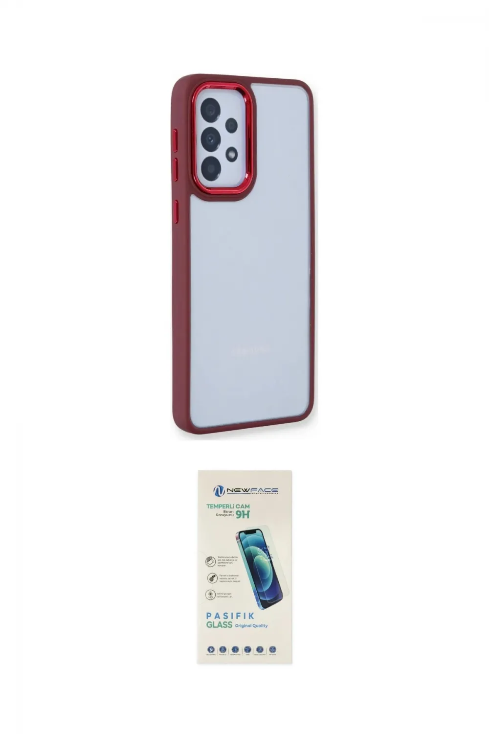 ieg™ Galaxy A73 5G Kılıf Eksen Doku Prime - Şeffaf Pasifik Cam Ekran Koruyucu