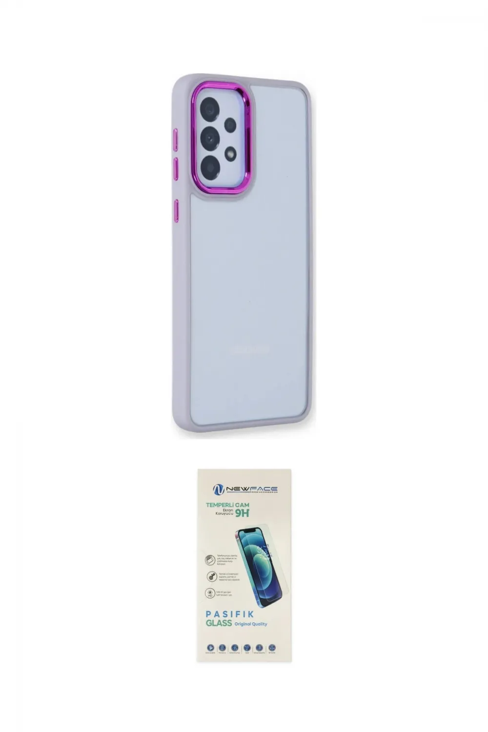 ieg™ Galaxy A73 5G Kılıf Eksen Doku Prime - Şeffaf Pasifik Cam Ekran Koruyucu