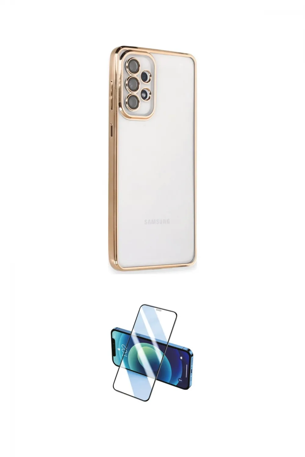 ieg™ Galaxy A73 5G Kılıf Vadi Minimal - Siyah 3D Antistatik Cam Ekran Koruyucu