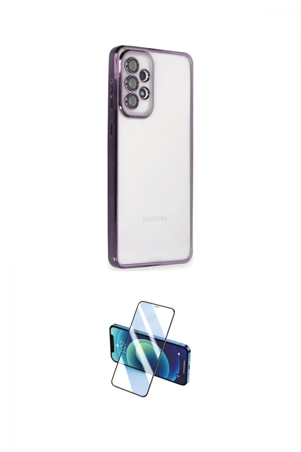 ieg™ Galaxy A73 5G Kılıf Vadi Minimal - Siyah 3D Antistatik Cam Ekran Koruyucu