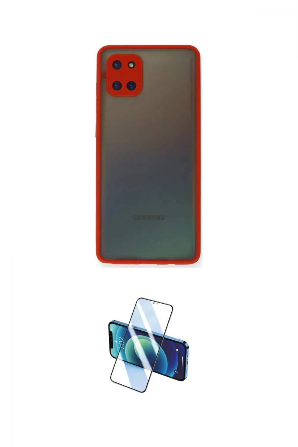 ieg™ Galaxy A81 / Note 10 Lite Kılıf Ahenk Çizgi Serisi - Siyah 3D Antistatik Cam Ekran Koruyucu