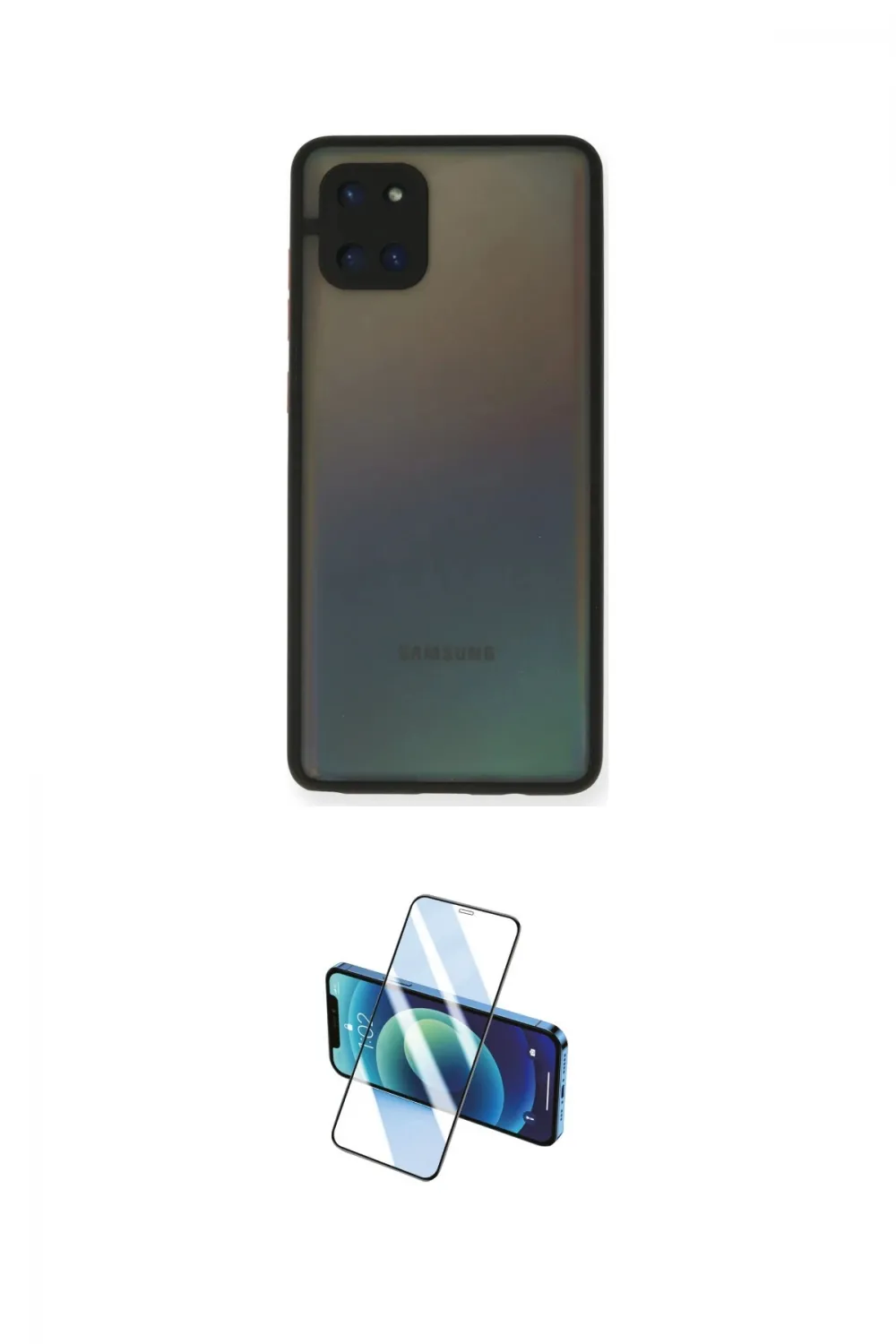 ieg™ Galaxy A81 / Note 10 Lite Kılıf Ahenk Çizgi Serisi - Siyah 3D Antistatik Cam Ekran Koruyucu