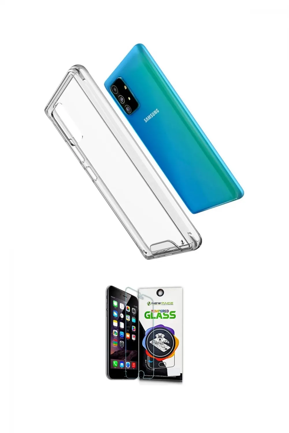 ieg™ Galaxy A91 / S10 Lite Kılıf Zirve Doku - Şeffaf Temperli Cam Ekran Koruyucu